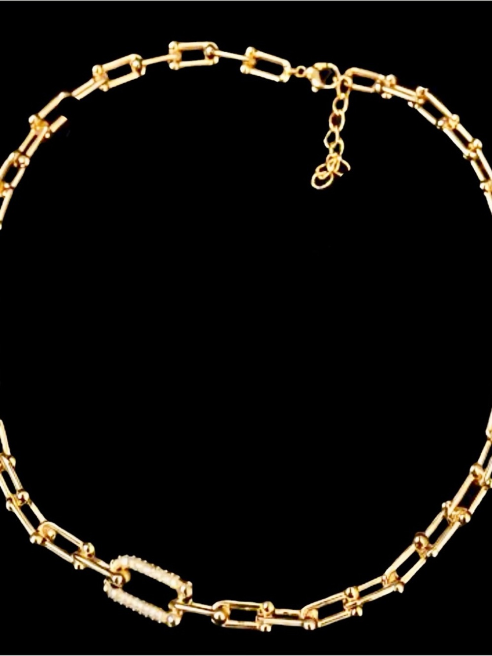 14K Gold Bold U Link Chain Necklace and Earrings Set - Elegant Women's Jewelry - Picture 4 of 4